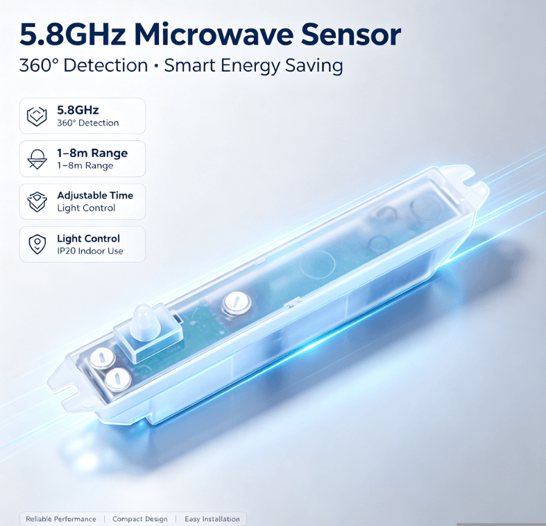 Mikrovlnný senzor PD-MV1020 5,8 GHz | Skrytá inštalácia, menej falošných spúšťačov osvetlenia